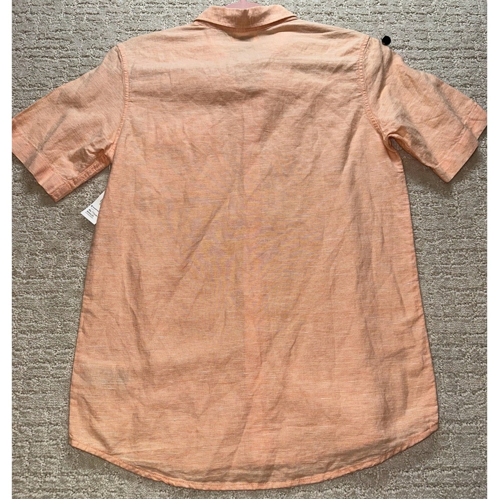 Old Navy Button Down Shirt Kids XL Orange Linen Blend Short Sleeve Casual - Picture 7 of 7